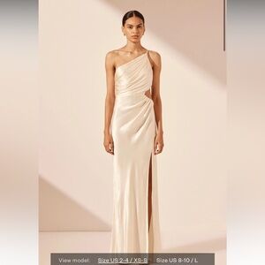 Shona Joy La Lune Asymmetrical Gathered Maxi Dress - Cream